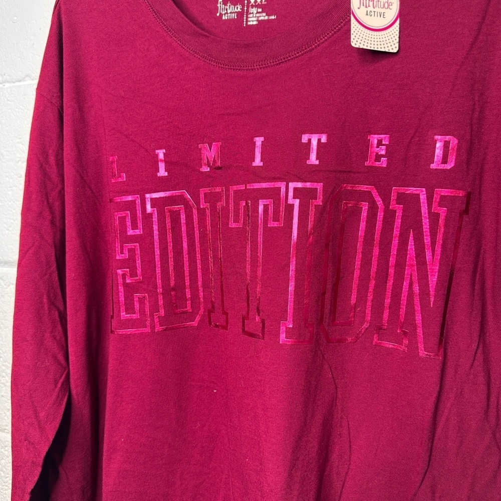 NWT Rosewine Pink Limited Edition Graphic Long Sleeve Tee XXL Flirtitude Active - Picture 5 of 6
